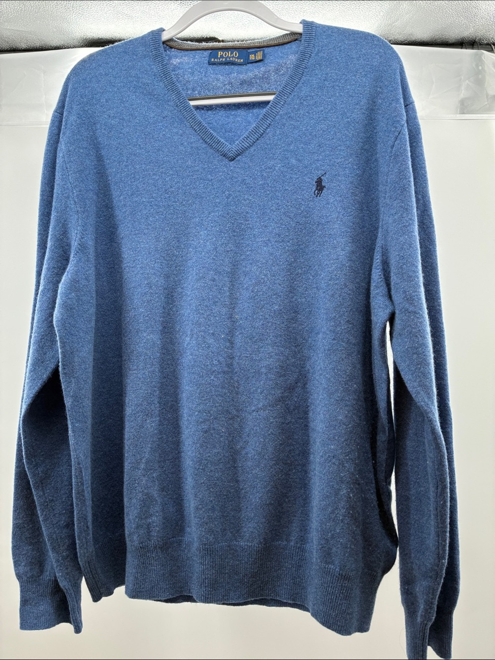 Polo by Ralph Lauren Heathered Blue V-Neck Sweater